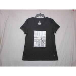 Danskin Now Black V-Neck Text Print T-Shirt Womens Size Large‎